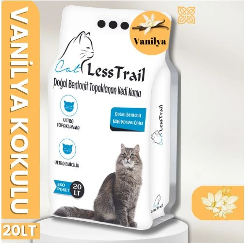 Less Trail 20 Lt İnce Tane Vanilya Kokulu Beyaz Bentonit Kedi Kumu