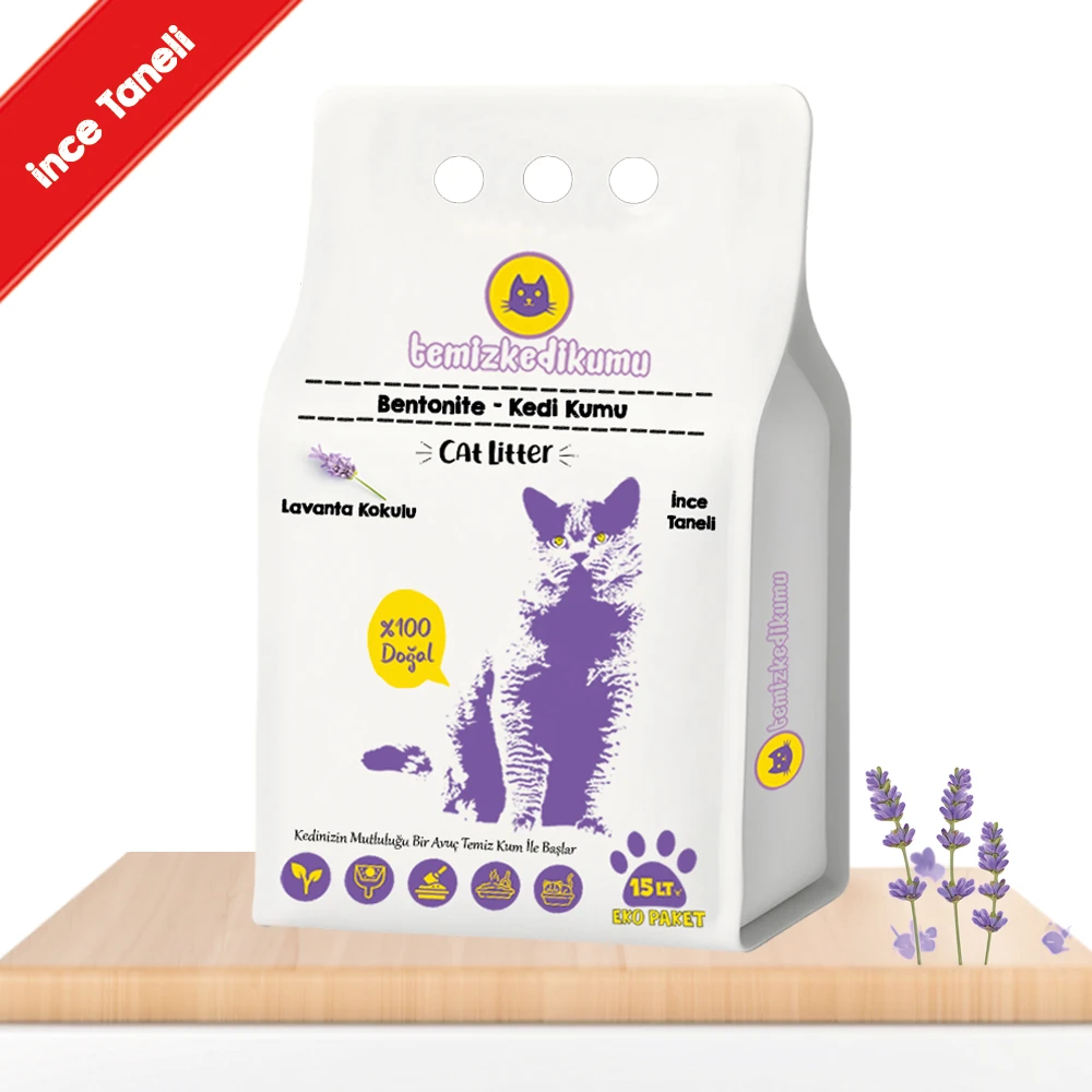 Temiz Kedi Kumu Lavanta İnce Taneli 15 lt