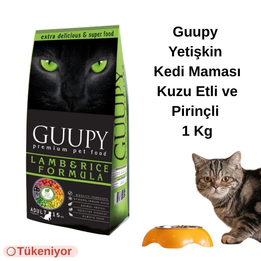 Guupy Yetişkin Kedi Maması Kuzu Etli ve Pirinçli 1 Kg