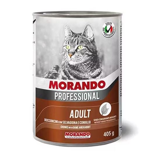 Morando Kedi Maması Av Etli & Tavşanlı Parçacıklı 405 gr  Konserve