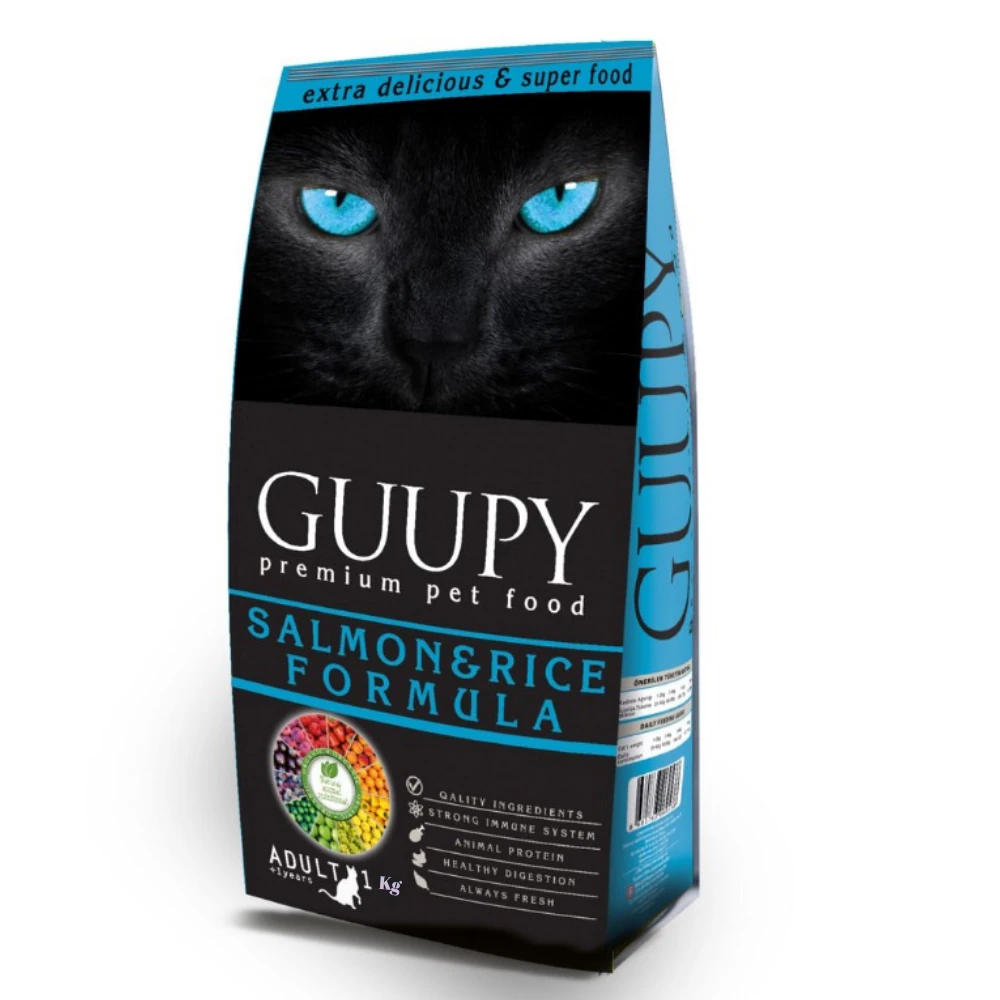 Guupy Somonlu ve Pirinçli 1 kg  Açık Yetişkin Kedi Maması