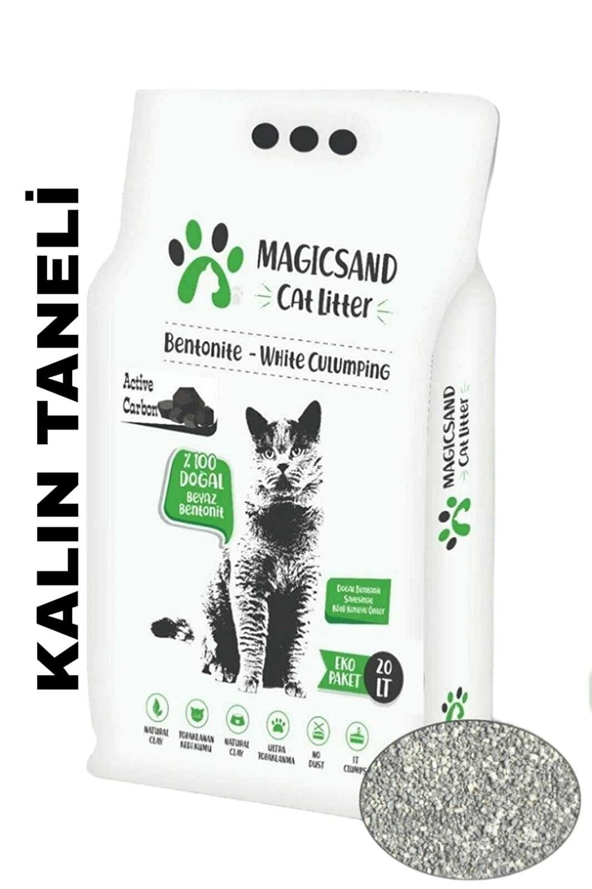 Magicsand Cat Litter Aktif Karbon Kedi Kumu KALIN TANELİ 20 Lt