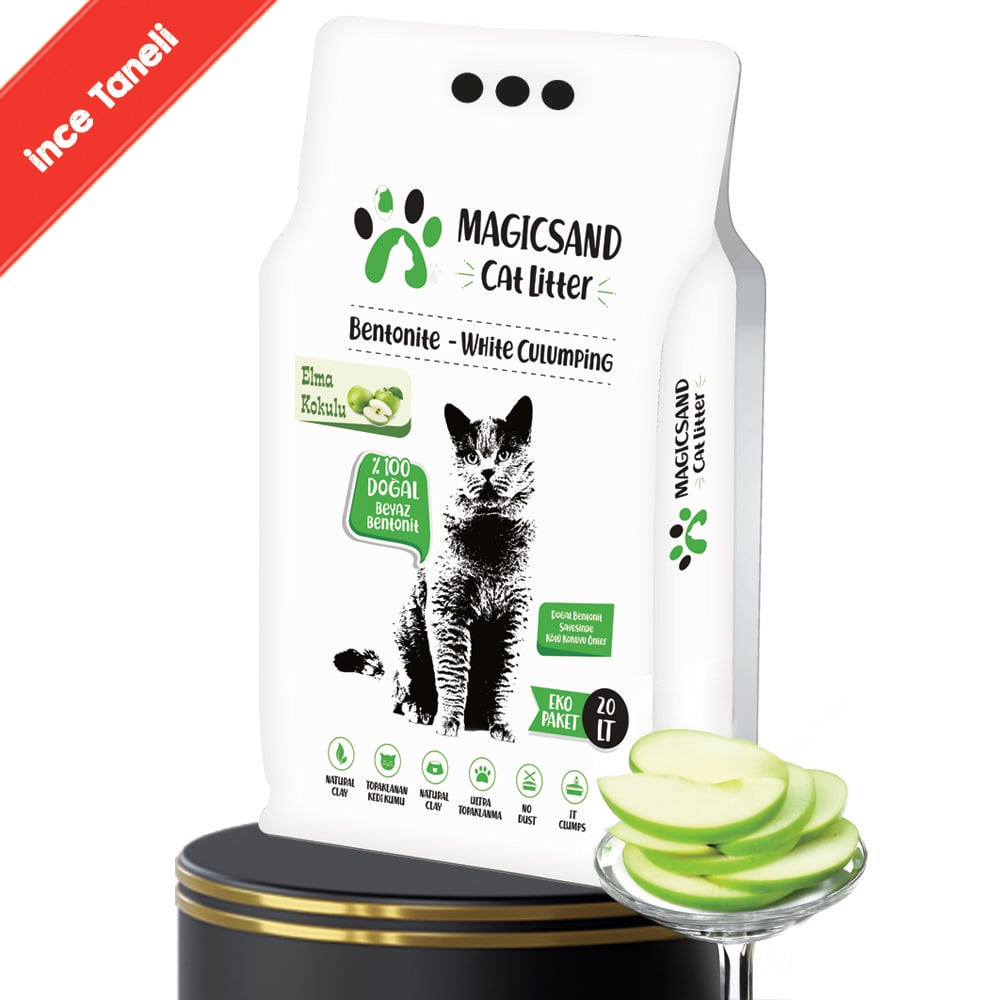 Magicsand Cat Litter Elma kokulu Kedi Kumu 20 lt İnce Taneli