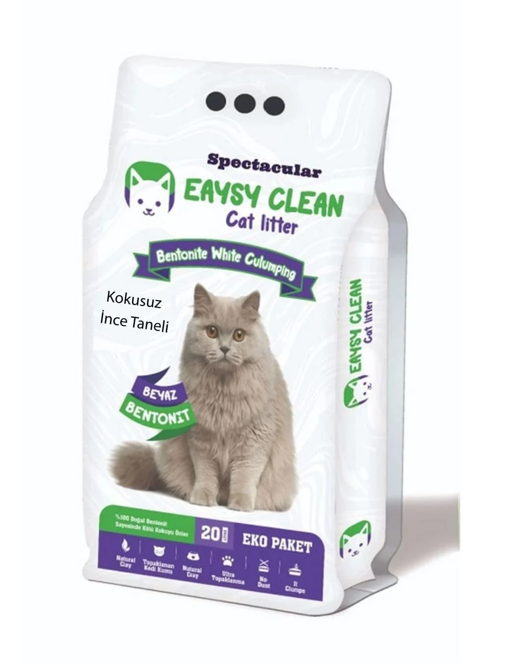 Eaysyclean Mükemmel Kokusuz İnce Taneli Kedi Kumu 20 Lt.