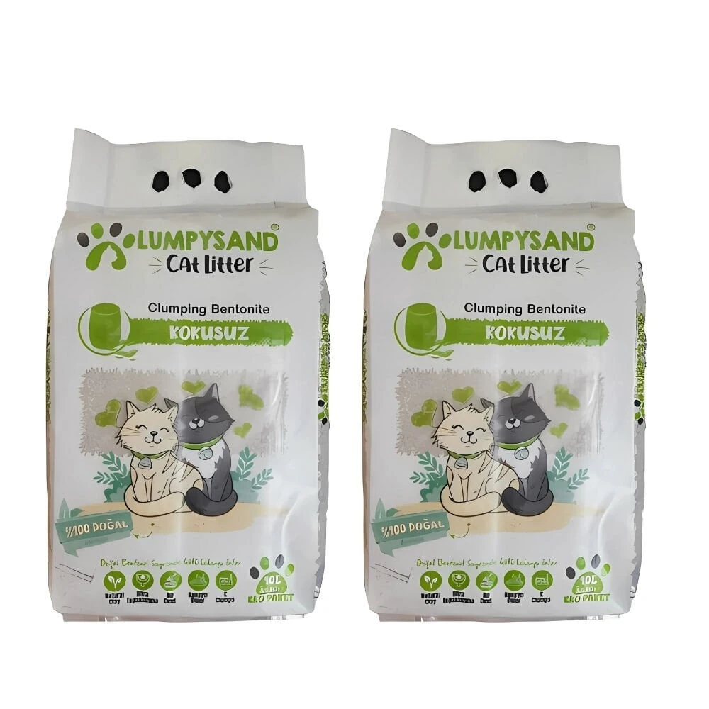 Lumpysand Kokusuz İnce Grey White Kedi Kumu 10 Lt X 2 Adet