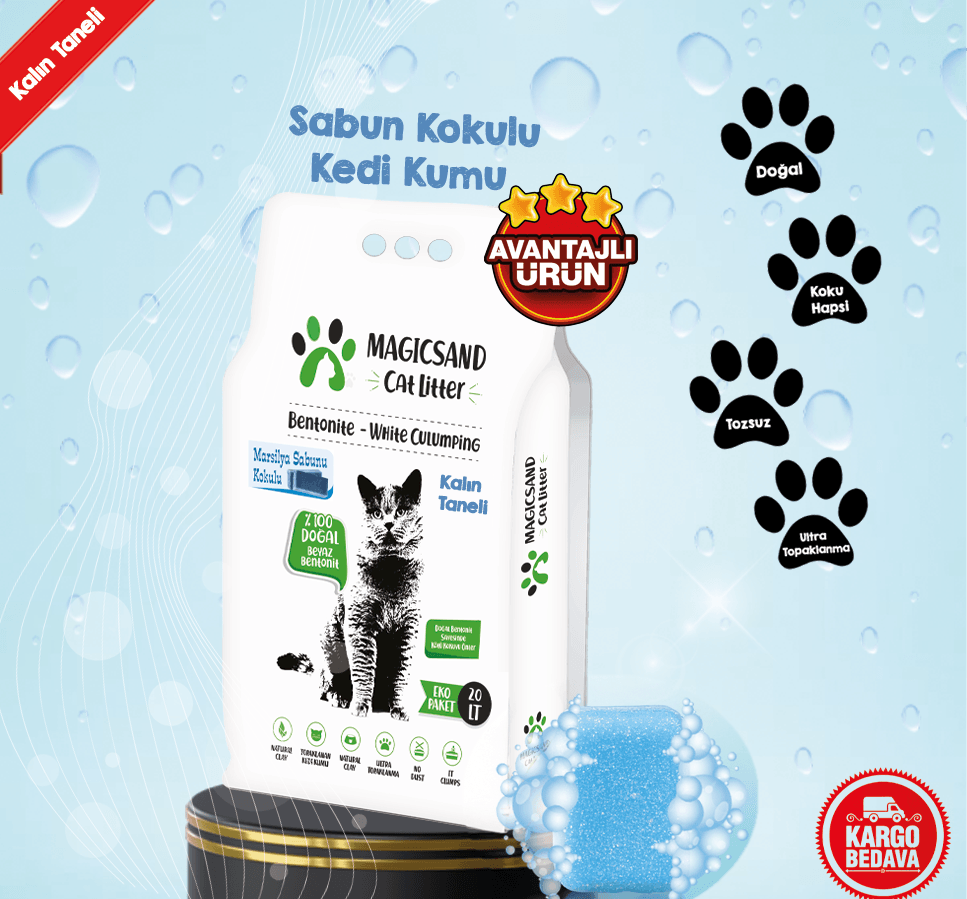 Magicsand Marsilya Sabun kokulu Kedi Kumu 20 lt KALIN TANELİ