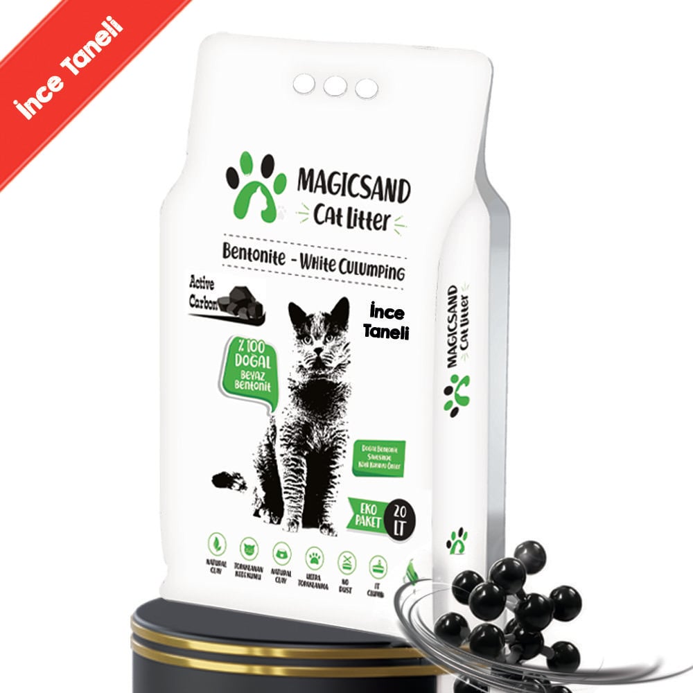 Magicsand Aktif Karbonlu İnce Taneli 20 lt Bentonit Kedi Kumu