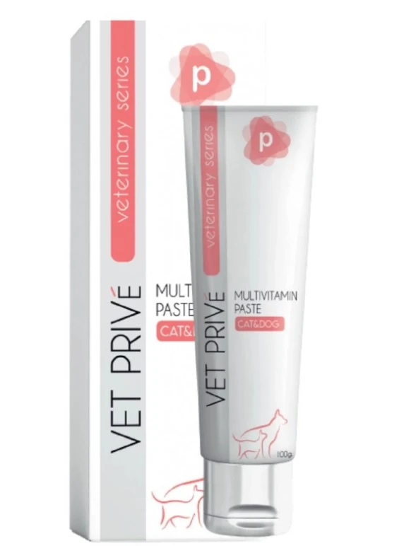 Vet Prive Multivitamin Desteği Sağlayan Kedi ve Köpekler için Malt Macun 100 Gr