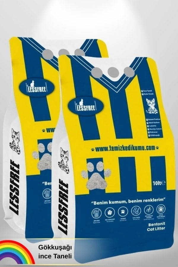 Less Free Cat Litter Gökkuşağı 10 Lt x 2 Adet (SARI LACİVERT)