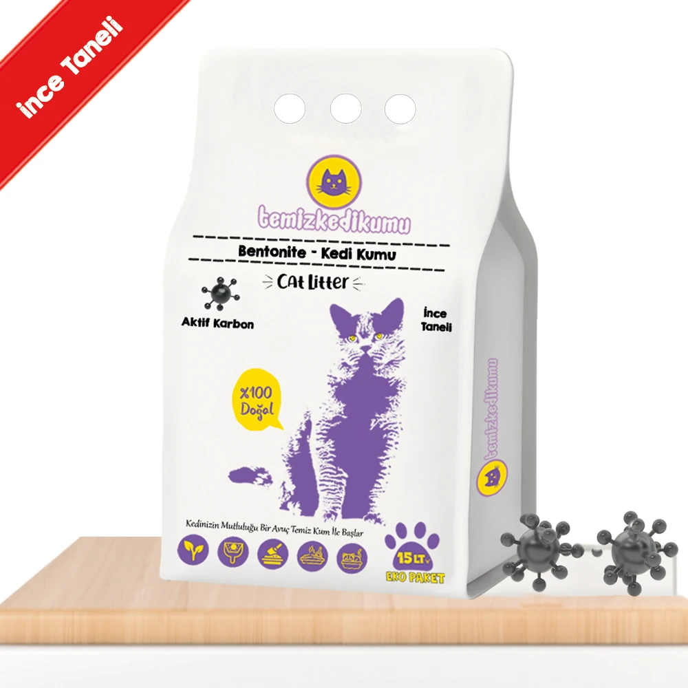Temiz Kedi Kumu Aktif Karbon İnce Taneli 15 lt