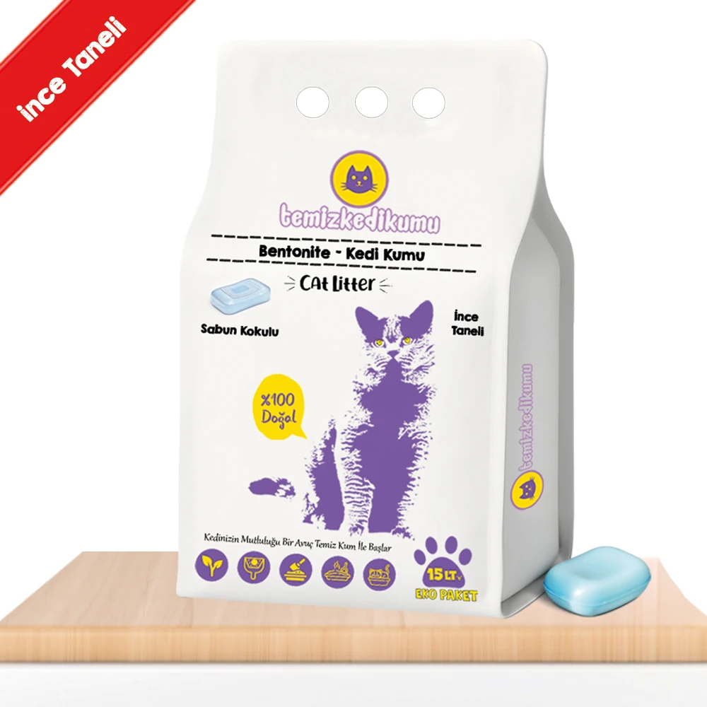 Temiz Kedi Kumu Marsilya Sabun İnce Taneli 15 lt