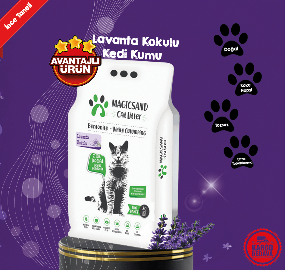 Magicsand Cat Litter Lavanta kokulu Kedi Kumu 20 lt İnce Taneli