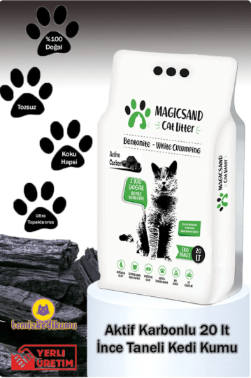 Magicsand Aktif Karbonlu İnce Taneli 20 lt Bentonit Kedi Kumu