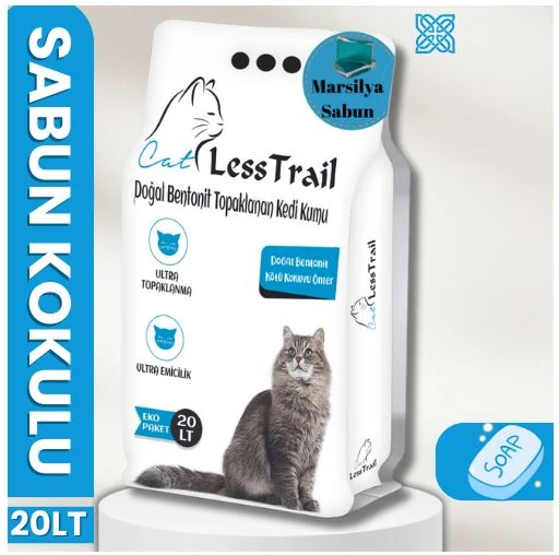 Less Trail 20 Lt İnce Tane Sabun Kokulu Beyaz Bentonit Kedi Kumu