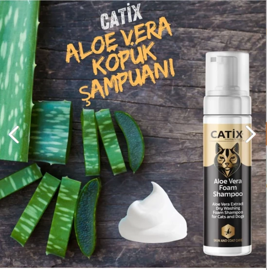CATİX Aloe Vera  Foam Shampoo (Aloe Vera Ve Buğday Özlü Köpük Kedi ve Köpek Şampuanı) 200 Ml
