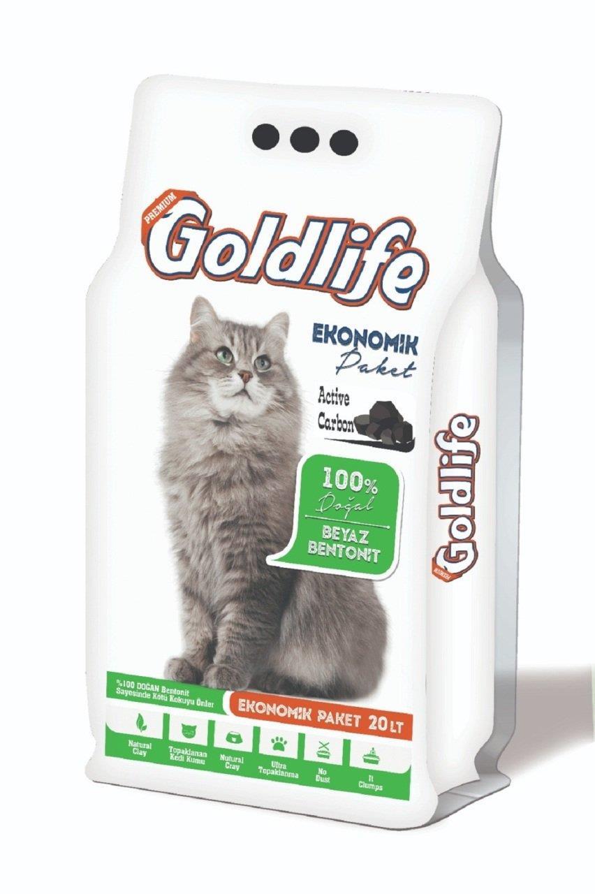 Goldlife Ekonomik paket Active Carbon Kedi Kumu 20 Lt  İNCE TANELİ