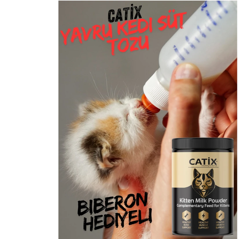 CATİX Anne Sütü Destekli Yavru Kedi Süt Tozu Biberon Hediyeli 200 gr