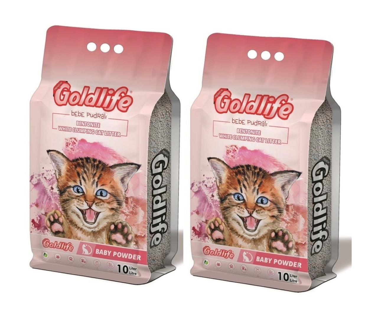 Goldlife Premium Bebe Pudralı Kedi Kumu 10 Lt * 2 ADET