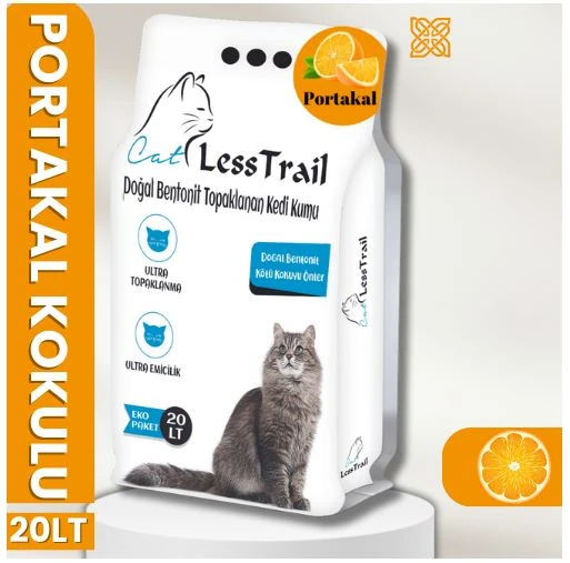 Less Trail 20 Lt İnce Tane Portakal Kokulu Beyaz Bentonit Kedi Kumu