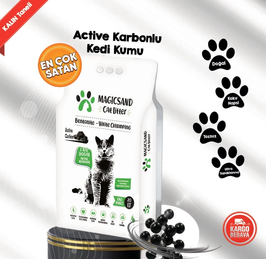 Magicsand Cat Litter Aktif Karbon Kedi Kumu KALIN TANELİ 20 Lt
