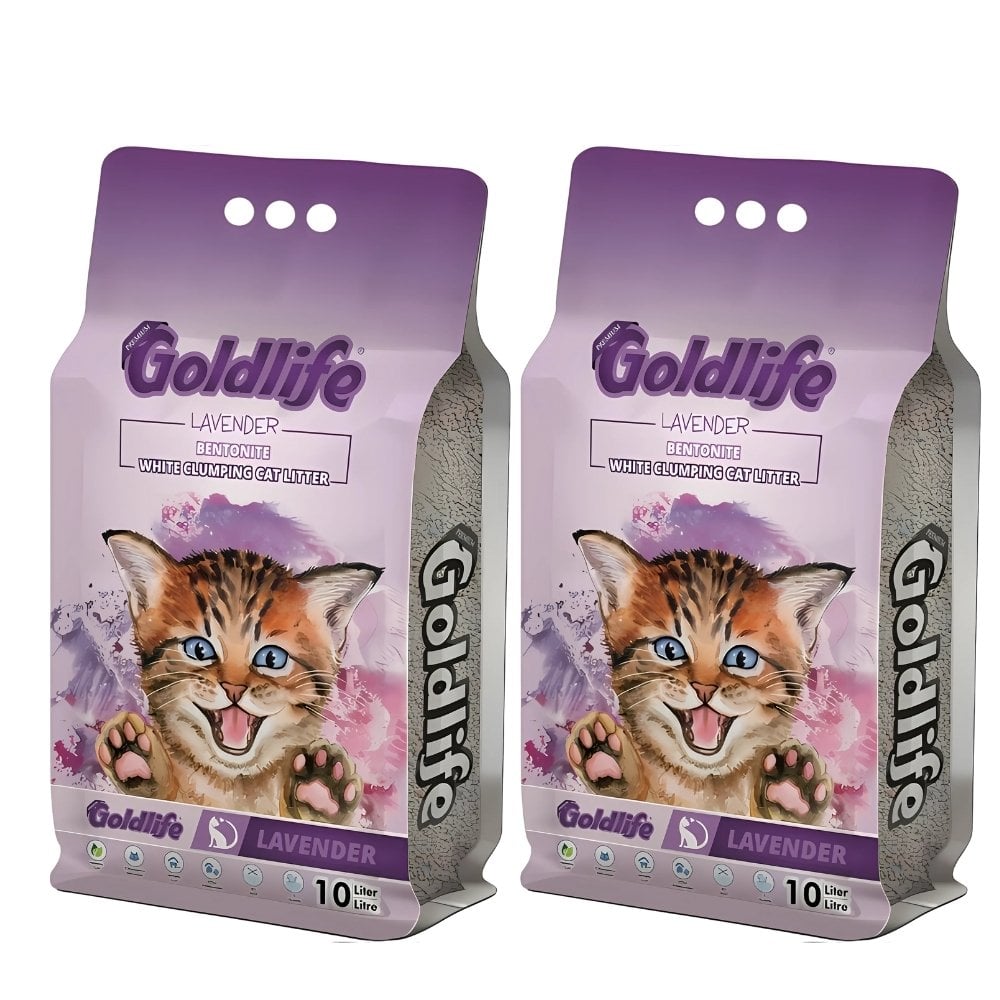 Goldlife Premium Lavender Kedi Kumu 10 Lt * 2 ADET ince taneli