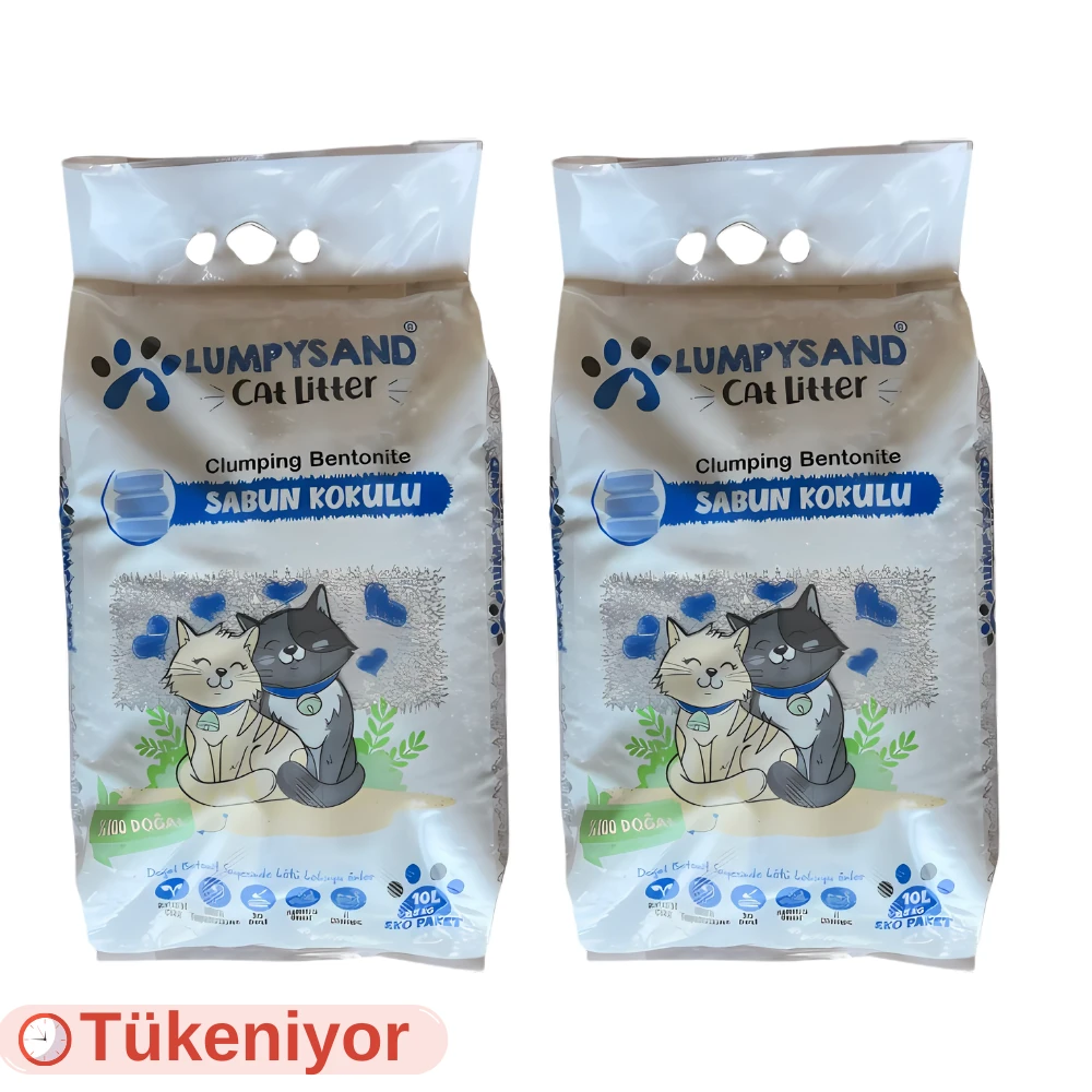 Lumpysand Grey White Sabun Kokulu İnce Taneli Kedi Kumu 10 Lt X 2 Adet