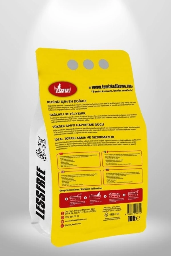 Less Free Cat Litter Aktif Karbon 10 Lt x 2 Adet (SARI KIRMIZI)