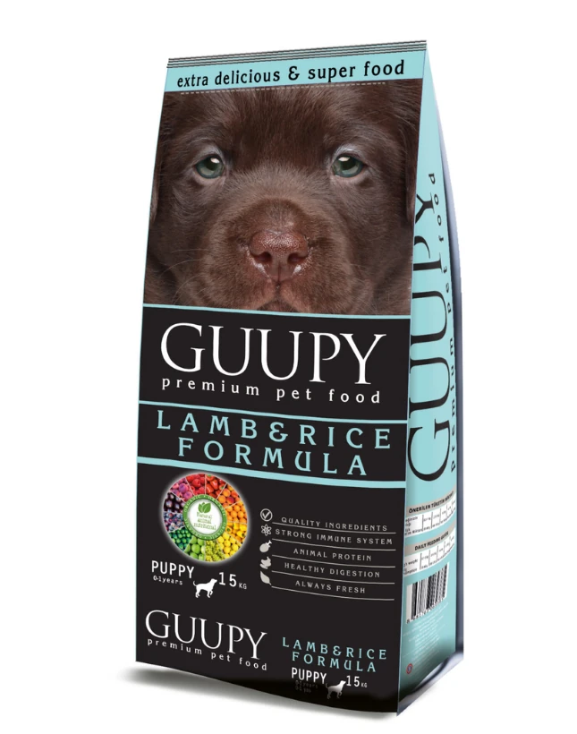 Guupy Kuzu Etli ve Pirinçli 15 kg Yavru Köpek Maması