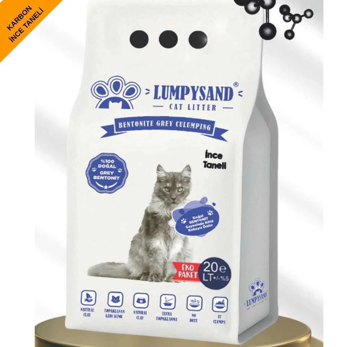 Lumpsand Aktif Karbon İnce Taneli Kedi Kumu 20 lt -Cat Litter