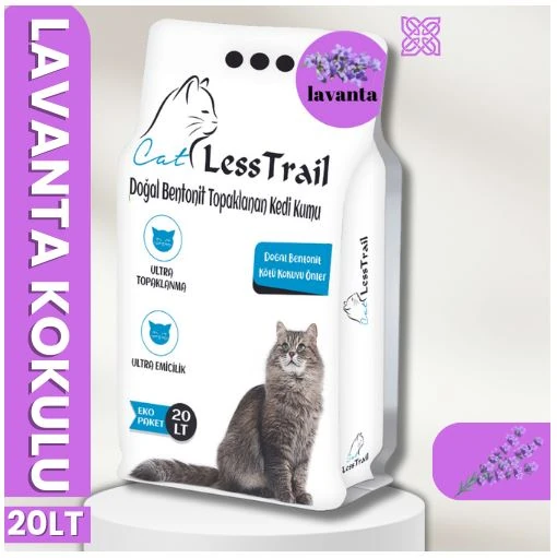Less Trail 20 Lt İnce Tane Lavanta Kokulu Beyaz Bentonit Kedi Kumu