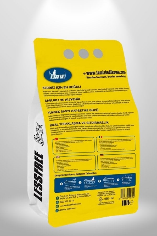 Less Free Cat Litter Gökkuşağı 10 Lt x 2 Adet (SARI LACİVERT)