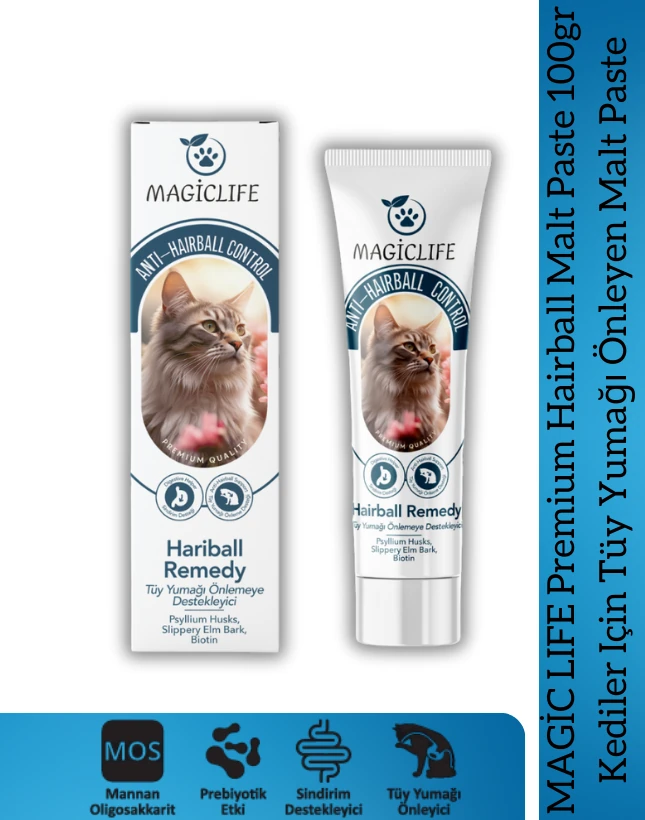 MAGİC LIFE Premium Hairball Malt Paste 100gr Kediler Için Tüy Yumağı Önleyen Malt Paste