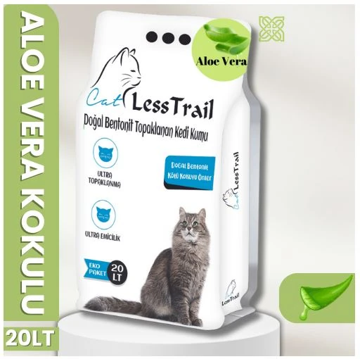 Less Trail 20 Lt İnce Tane Aloe Vera Kokulu Beyaz Bentonit Kedi Kumu