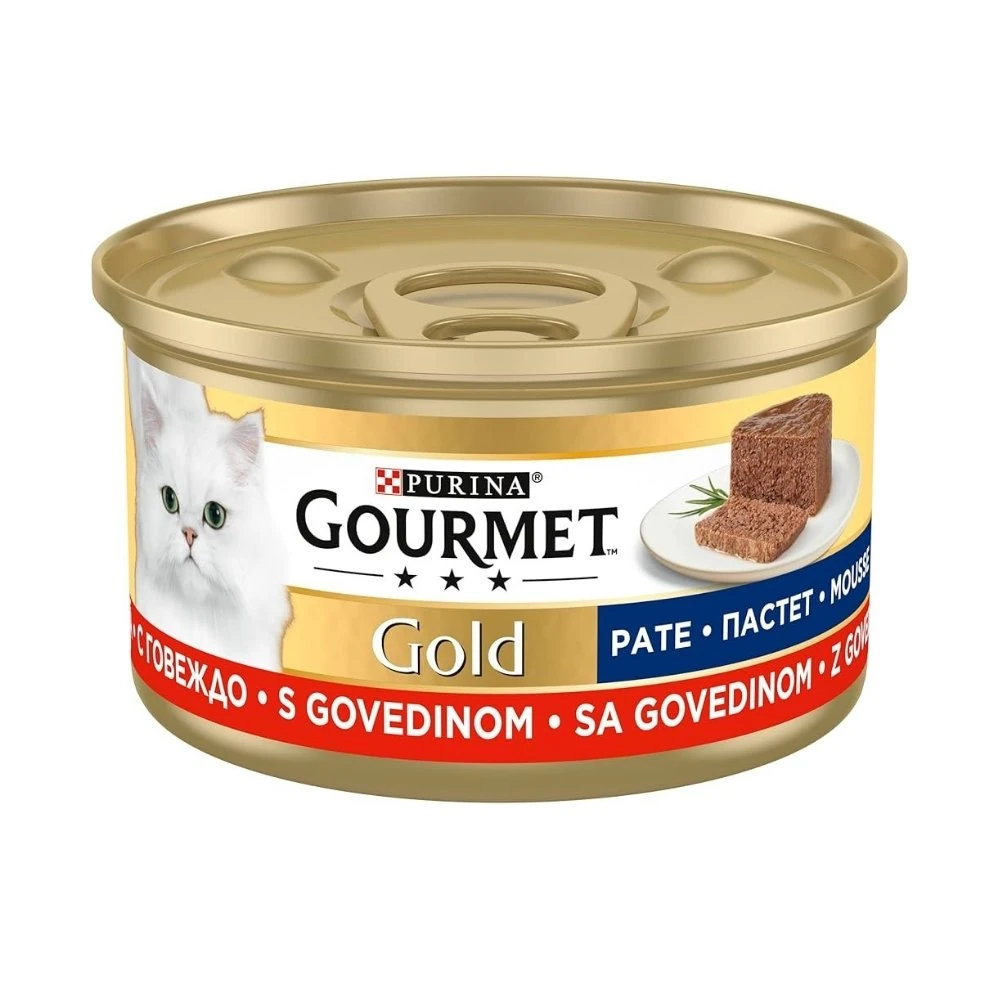 Gourmet Gold Kıyılmış Sığır Etli Yetişkin Konserve Kedi Maması 85 gr