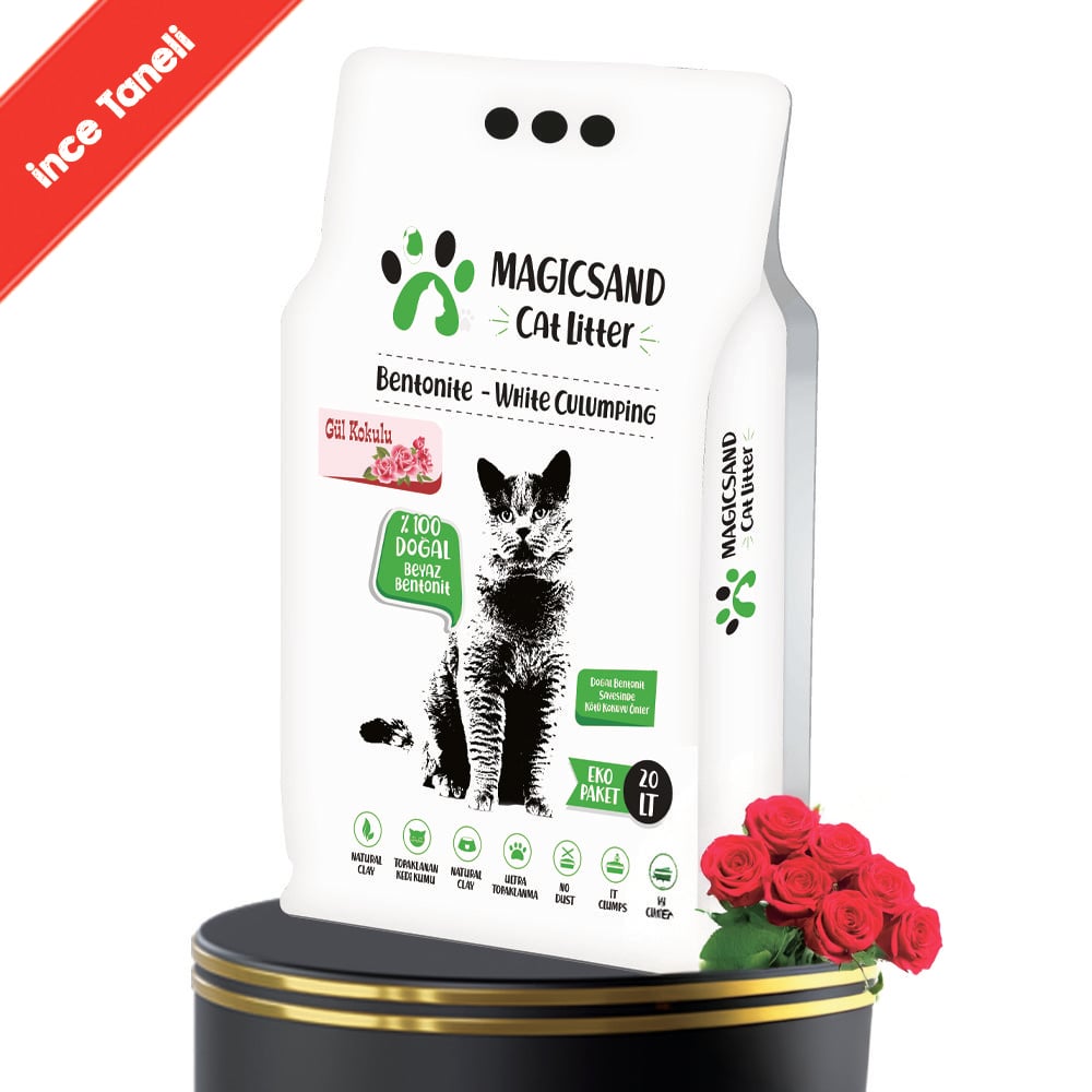Magicsand Cat Litter Gül kokulu Kedi Kumu 20 lt ince taneli