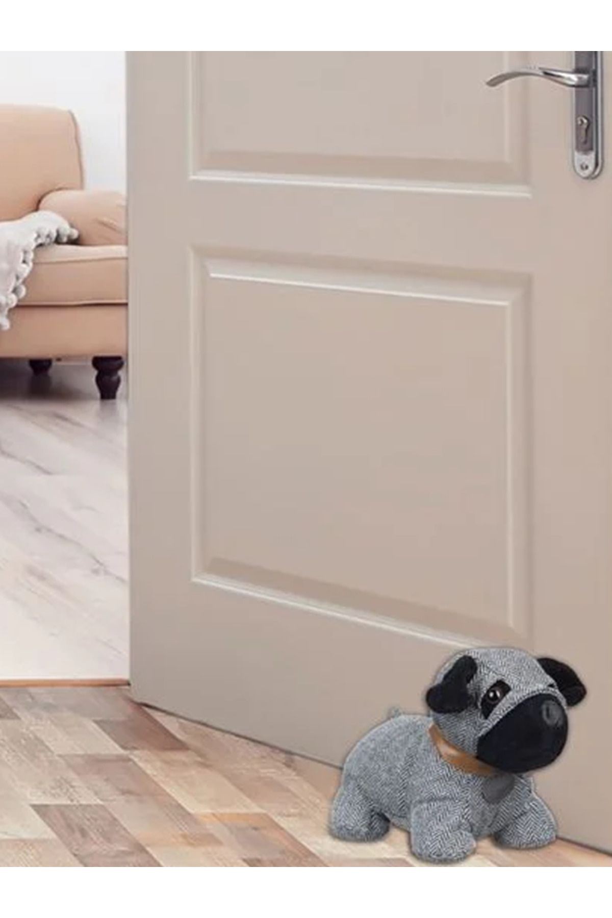 3D Gri Tasmalı Köpek Kapı Stoperi 22x13x18cm