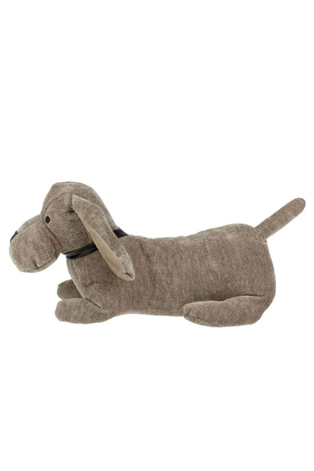3D Kahverengi Köpek Tasmalı Kapı Stoperi 34x12x20cm