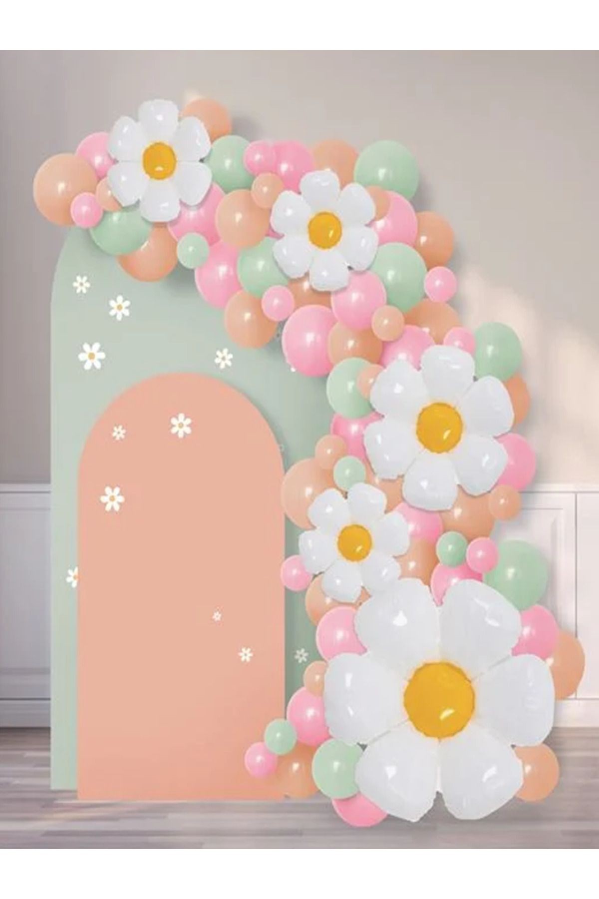 Pastel Renkli Çiçekli Balonlu Parti Dekorasyon Seti - 70 Parça.