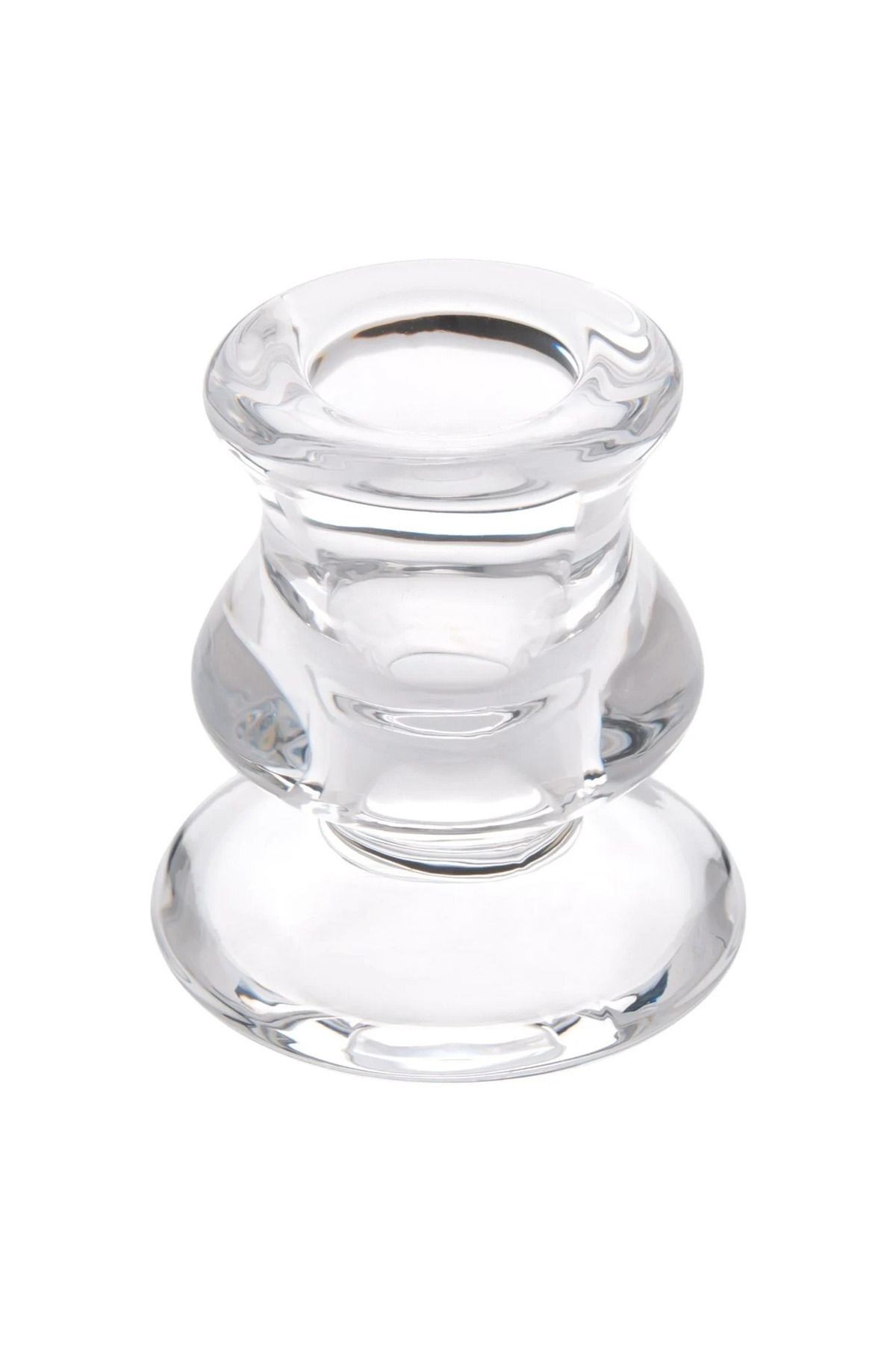 Modern Oval Hatlara Sahip Mumluk Cam Şamdan Ø5.5x6cm