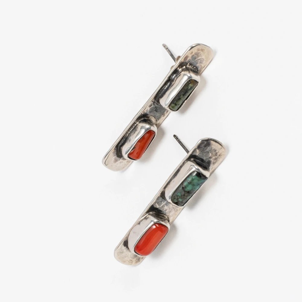 Turkuaz ve Mercan Taşlı Küpe