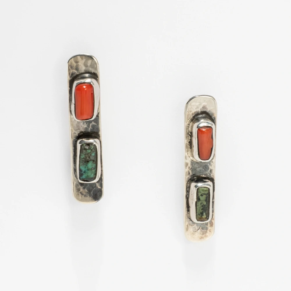 Turkuaz ve Mercan Taşlı Küpe