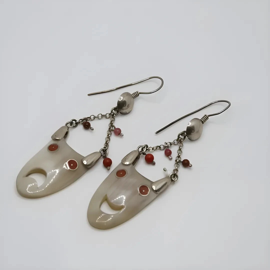 Boynuz - Mercan Ağlayan ve Gülen Surat Küpe