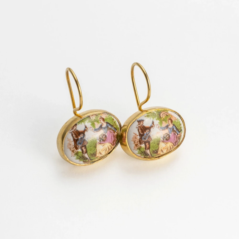 Vintage Limoges Porselen Küpe