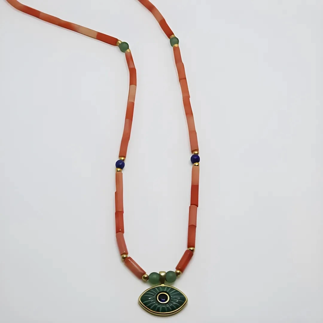  Mercan, Lapis ve Yeşim Taşlı Kolye