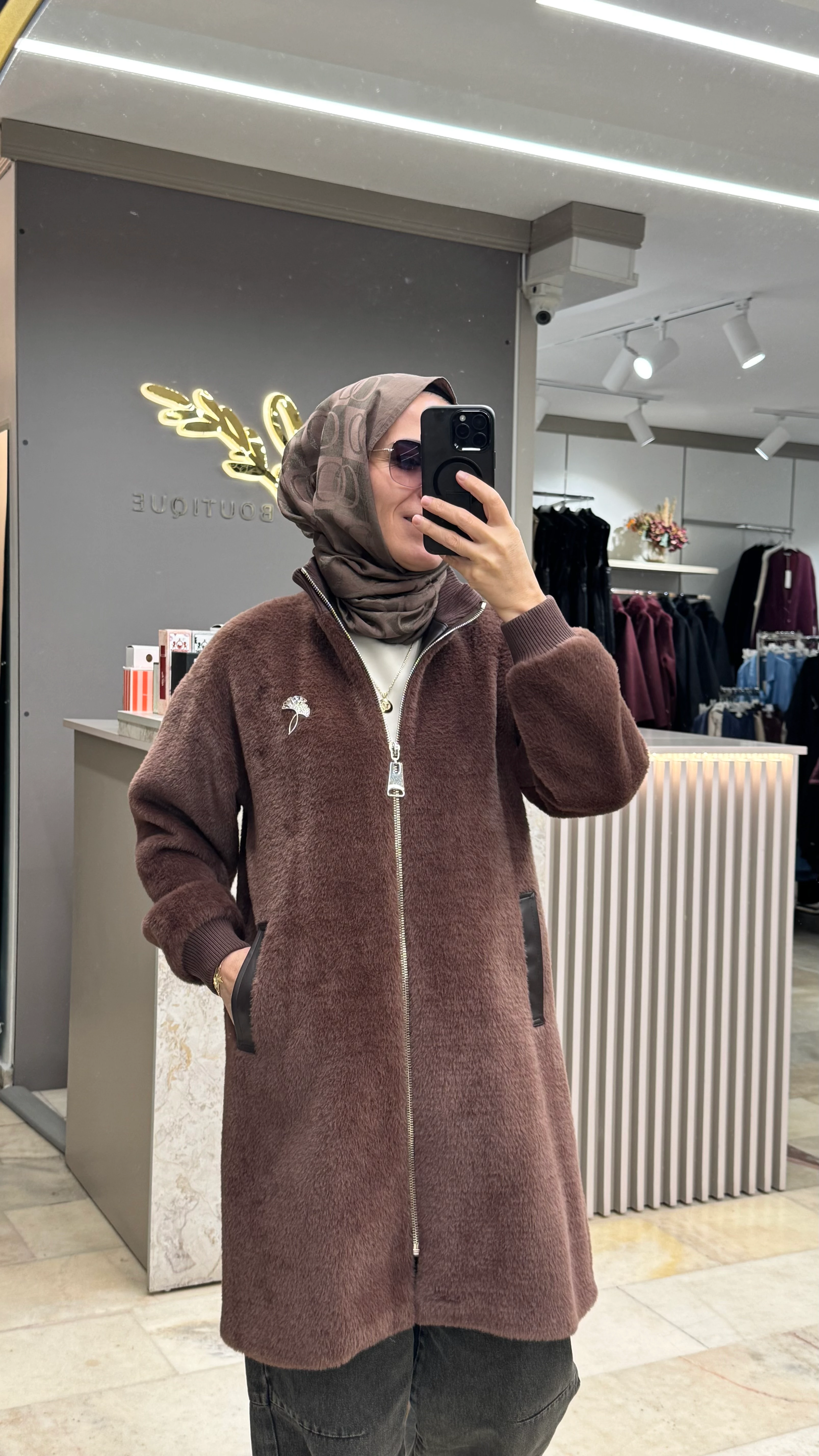 BRONŞ DETAYLI ANGORA KABAN 