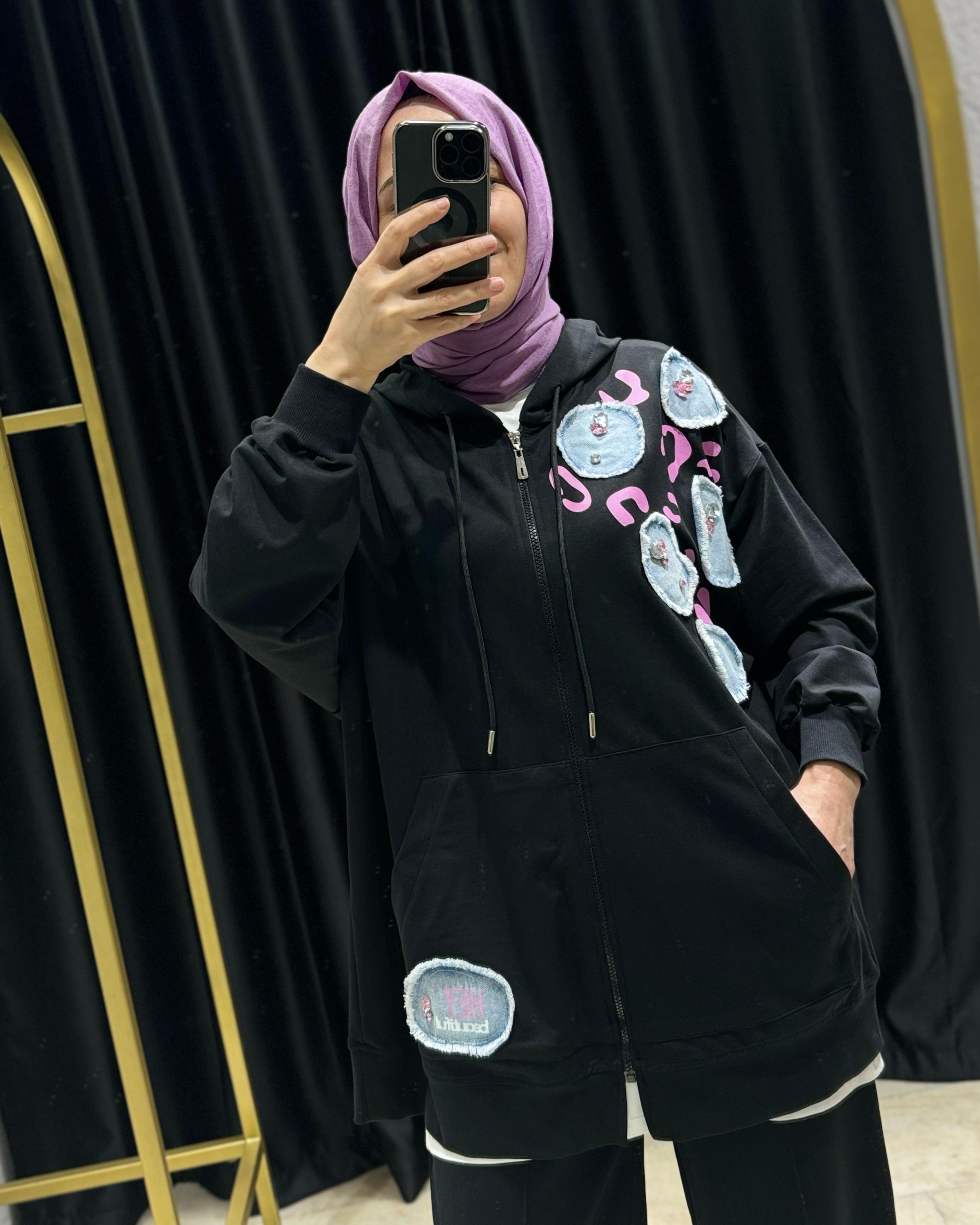 Denim Detaylı Eşofman Takım