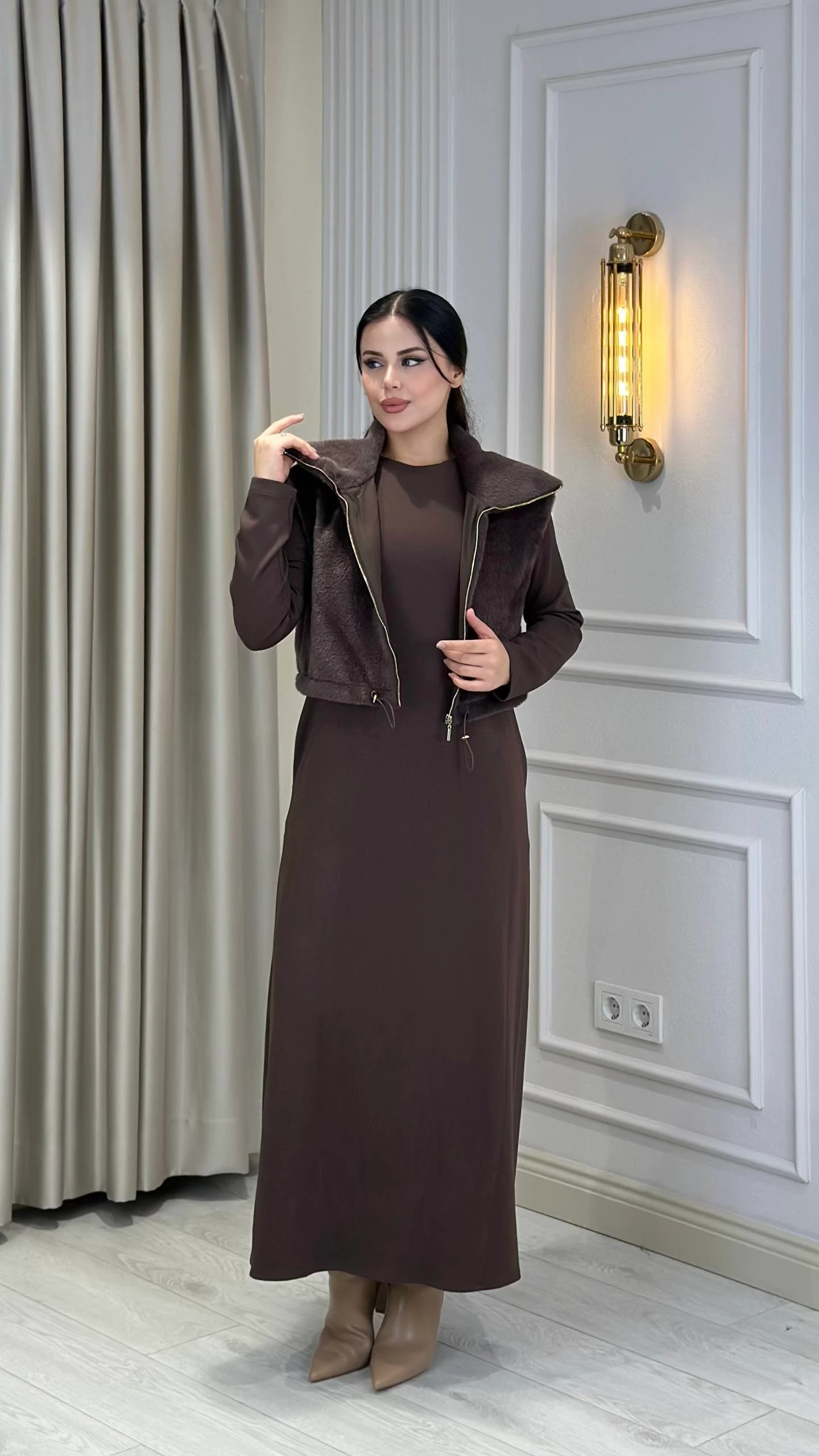 JUPE KÜRK YELEKLİ OYSHO ELBİSE