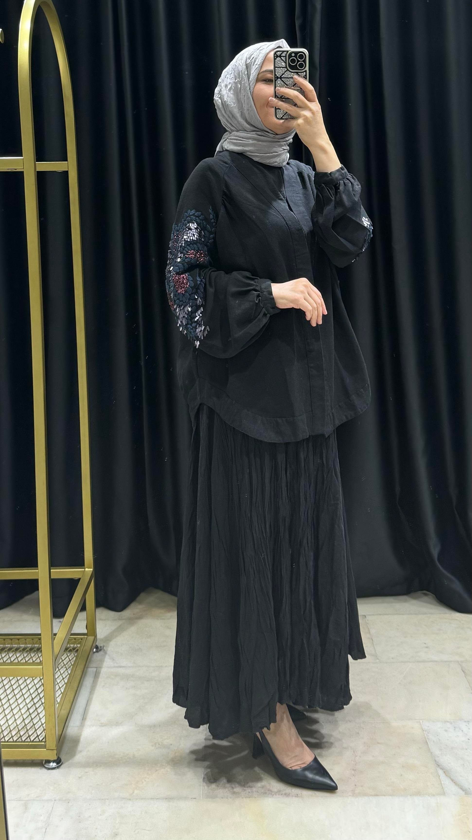 Keten Nakışlı Kimono