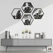 MericLine Nature Hexa – 4 Parça Yaprak Desenli Duvar Dekoru main variant image
