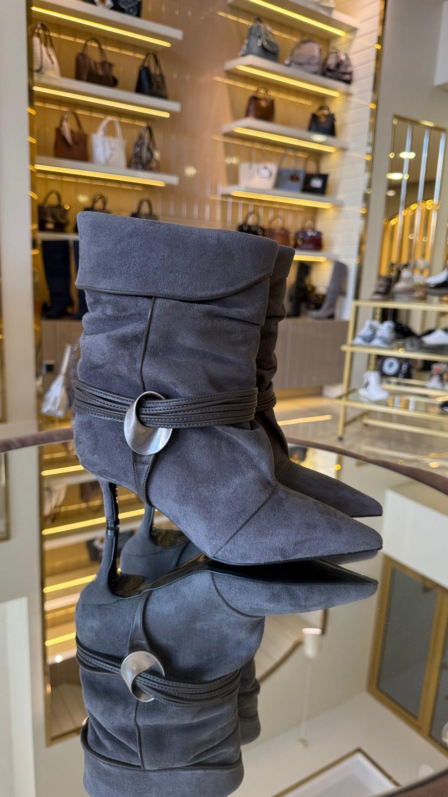 İthal Kadın Hakiki Deri Süet Bot